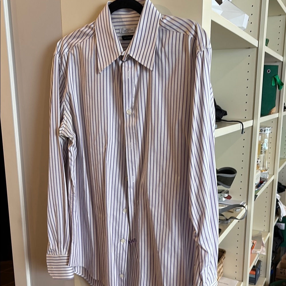 Versace White and Purple Dress Shirt Classic Style